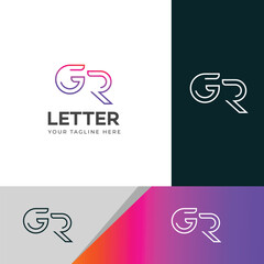 GR, RG letter logo design template elements. Modern abstract digital alphabet letter logo.