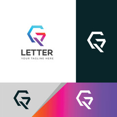 GR, RG letter logo design template elements. Modern abstract digital alphabet letter logo.