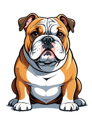 Obraz premium Bulldog with red collar on white background.