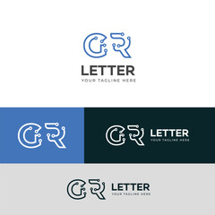 Technology GR, RG letter logo design template elements. Modern abstract digital alphabet letter logo.
