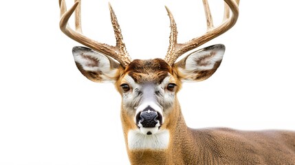 Obraz premium Large whitetail buck isolated on white background. 