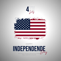 4th of July - Independence Day USA Post and Greeting Card. Modern and Minimal United States Independence Day Celebration Design Vector Illustration