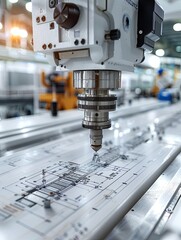 a blueprint of CNC machine tool,white background