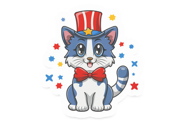 4th July cute Cat Sticker