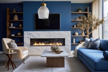 Cozy living room with modern fireplace
