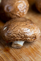 clean washed brown mushrooms after washing