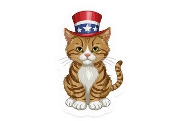 4th July cute Cat Sticker
