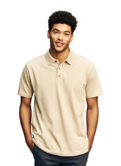 PNG  Cream polo shirt mockup t-shirt fashion sleeve.