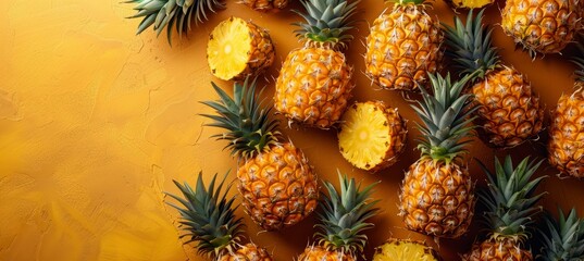 Fototapeta premium Pineapple Banner with Close-Up Food Photography