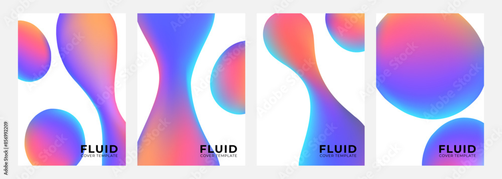 Fototapete vibrant gradient fluid shapes. set of liquid dynamic elements on white background for creative graph