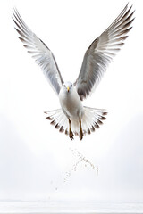 Obraz premium Isolated seagull flying on the white background