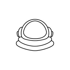 astronaut helmet space travel logo vintage vector illustration template design, flat line icon isolated on white