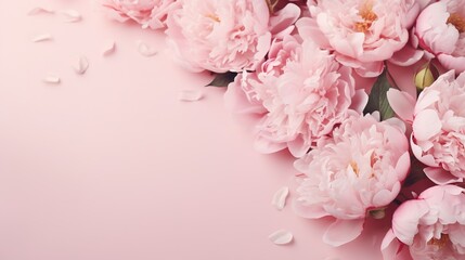 Tender peonies on pink background