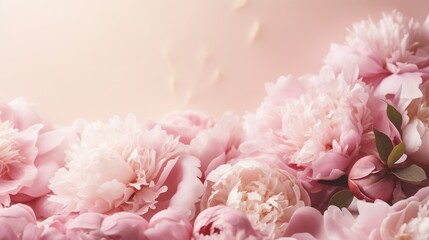 Tender peonies on pink background