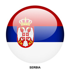 SERBIA flag button on white background