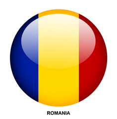 ROMANIA flag button on white background