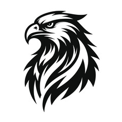 hawk logo mascot in black and white silhouette