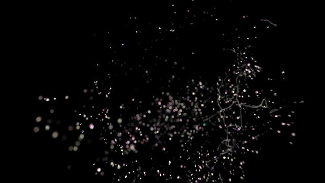 soap bubble pop burst explosion over dark black screen, with alpha 4k colorful motion background, ready for compositing, isolated on black