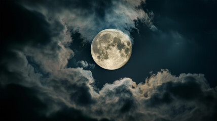 Fototapeta premium 夜空に輝く満月