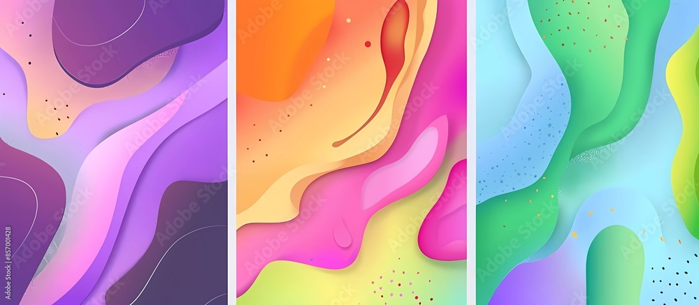 Poster set of abstract colorful vector background poster designs with different textures and shaped element