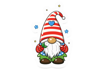 4th July cute Gnomes Sticker