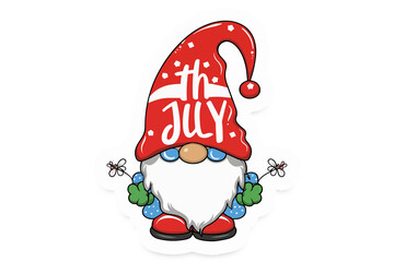 4th July cute Gnomes Sticker