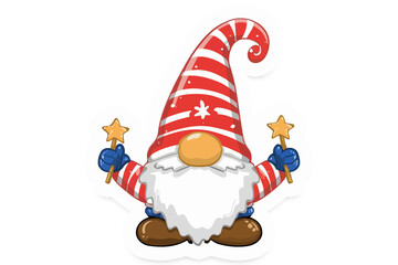 4th July cute Gnomes Sticker