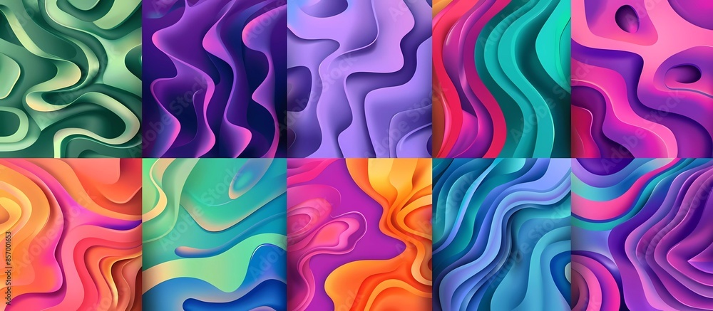 Poster set of abstract colorful vector background poster designs with different textures and shaped element