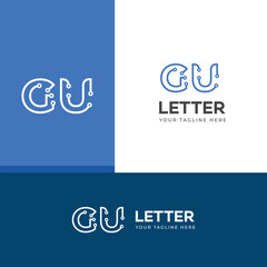Technology GU, UG letter logo design template elements. Modern abstract digital alphabet letter logo.