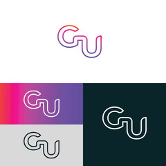 GU, UG letter logo design template elements. Modern abstract digital alphabet letter logo.