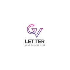GV, VG letter logo design template elements. Modern abstract digital alphabet letter logo.