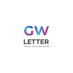 3D GW, WG letter logo design template elements. Modern abstract digital alphabet letter logo.