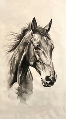 freehand horse pencil drawing, horse drawing