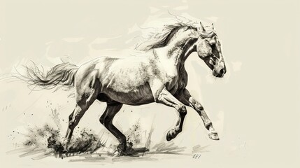 freehand horse pencil drawing, horse drawing