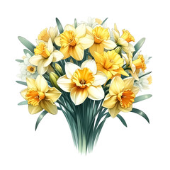 Naklejka premium Daffodil bouquet clipart with daffodils arranged in a bouquet