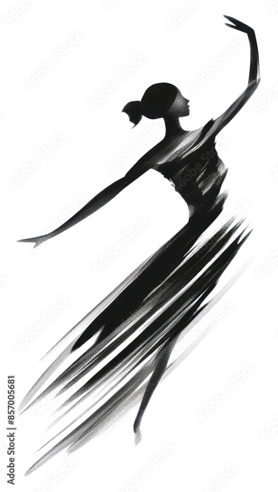 Wall mural png woman yoga dancing black white.