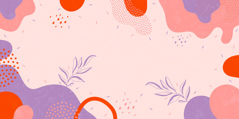 Cute doodle pattern background with abstract shapes and dots. Modern vector pattern for Banner, Flyer, Cover...