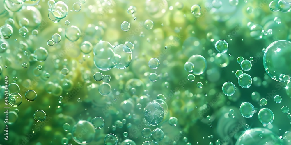 Poster green background with bubbles, abstract underwater bubbles background a refreshing abstract backgrou