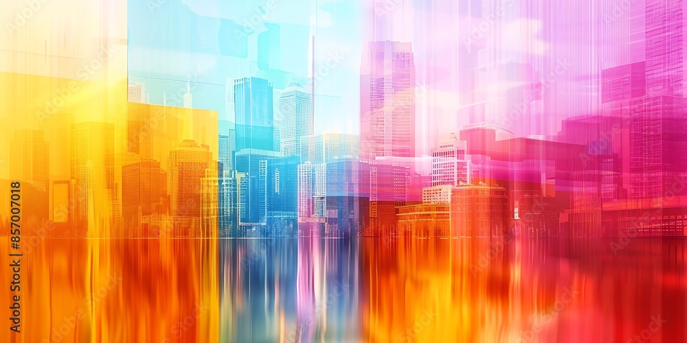 Poster abstract urban skyline background a vibrant abstract background with stylized urban skyline patterns