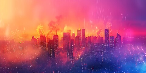 Abstract Urban Skyline Silhouette Background A vibrant abstract background featuring urban skyline silhouettes and bright colors, capturing the energy of city life.