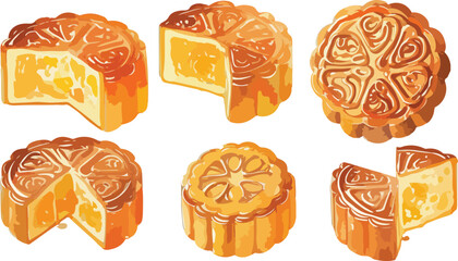mooncake watercolor clipart	