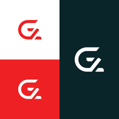GZ, ZG letter logo design template elements. Modern abstract digital alphabet letter logo.