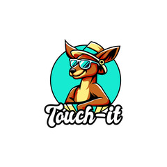 Kangaroo Illustration Logo Design Vector