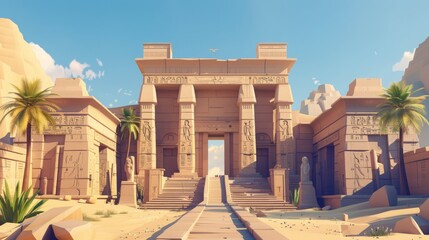 Obraz premium Ancient Egyptian Temple Entrance.