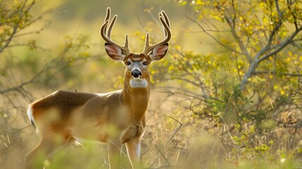 Fototapeta premium Large whitetail buck isolated on white background. 