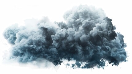 A dense storm cloud with dark edges, isolated on a white background, rich textures, high-definition, sharp focus