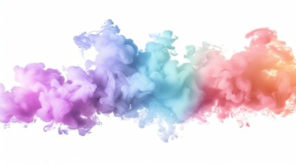 Fototapeta premium A cloud of colorful smoke in pastel hues, isolated on a white background, vibrant and clear, high-resolution, studio lighting