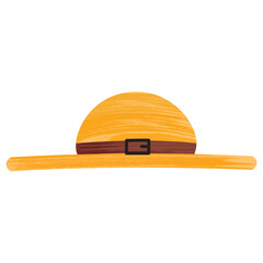 A Straw hat PNG transparent background in a Painterly Style Summer Beach concept, illustration