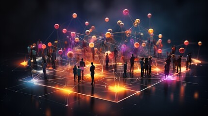 3d illustration connecting people on the internet, social network connection