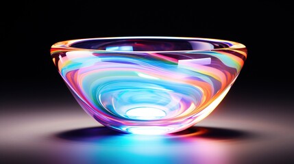 empty holographic bowl on white background